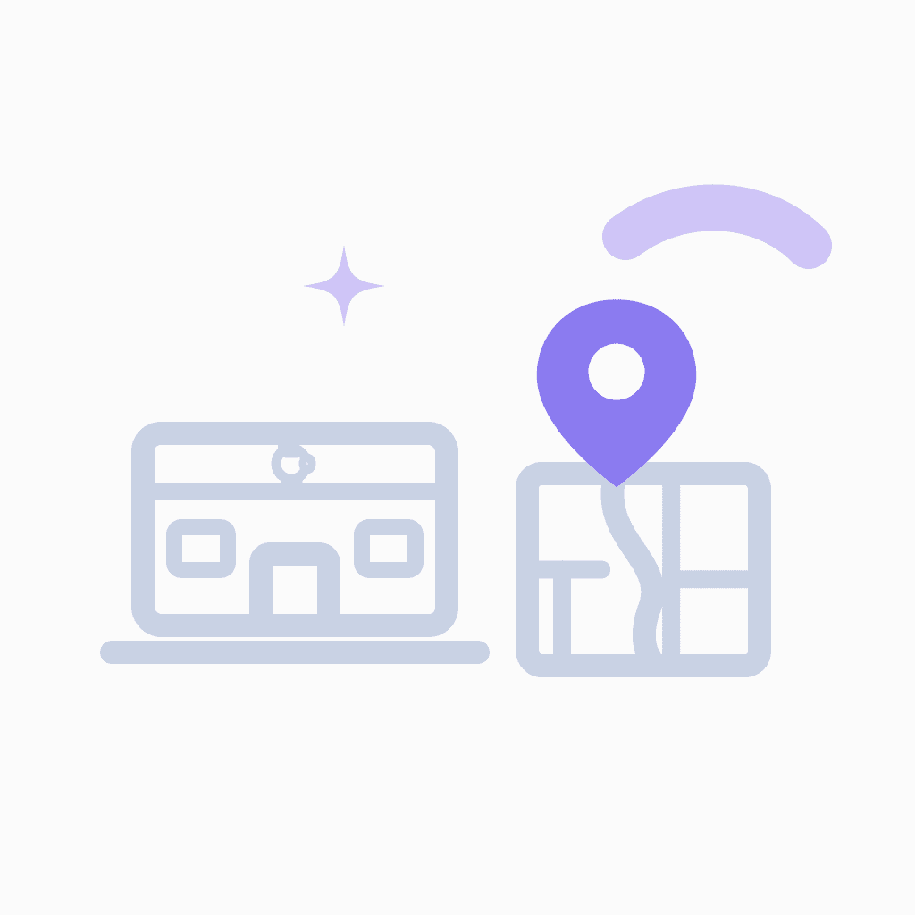 credit union digital marketing illustration with local search map