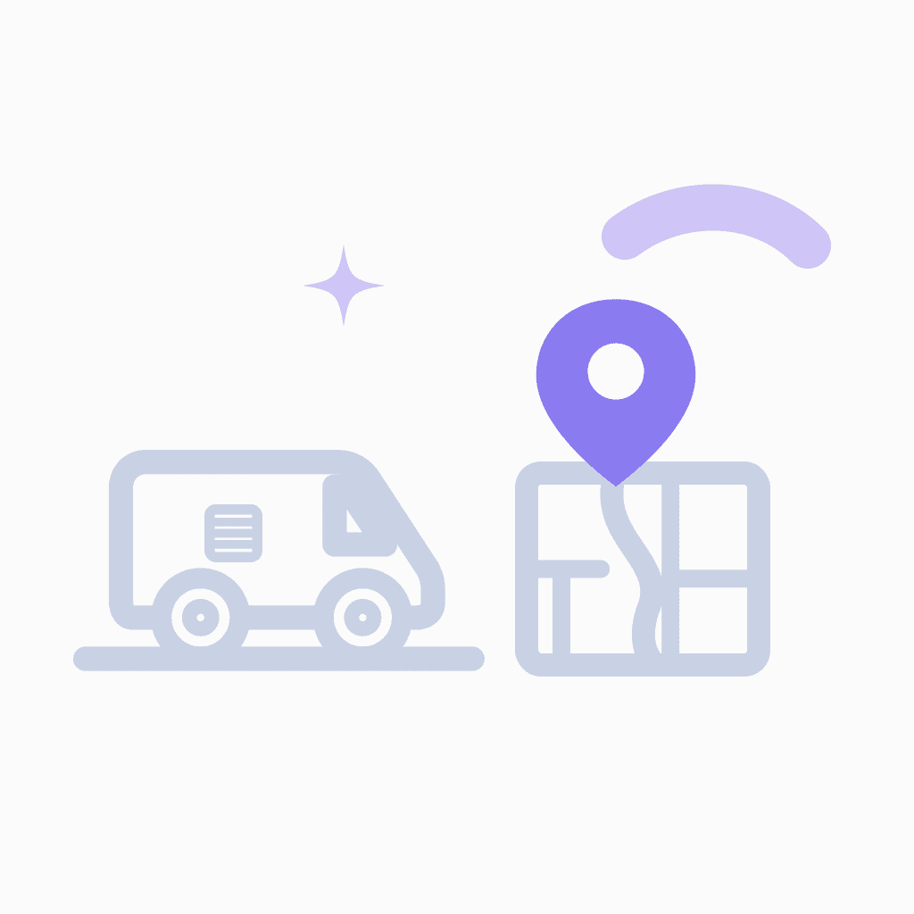 garage door marketing service van and local search map illustration